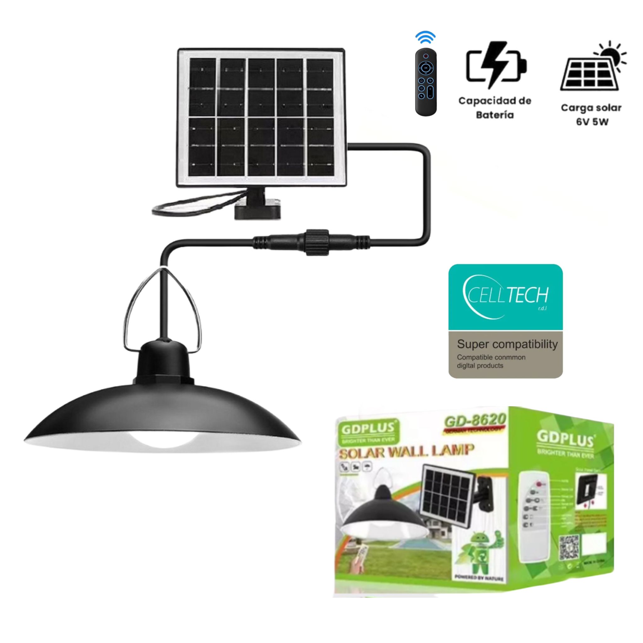 תאורה סולרית לגינה 2400MAH כולל שלט GD-8620
