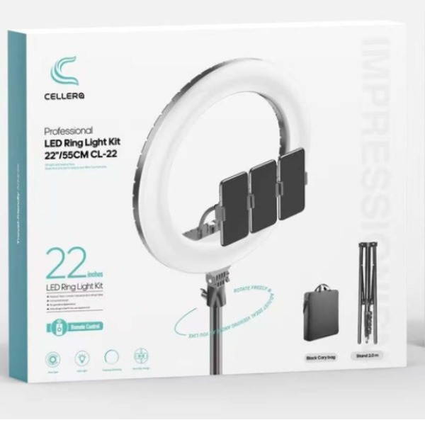 רינג לייט 22 אינץ 65W-560LED כולל חצובה 2M תיק נשיאה ושלט דגם CL-22