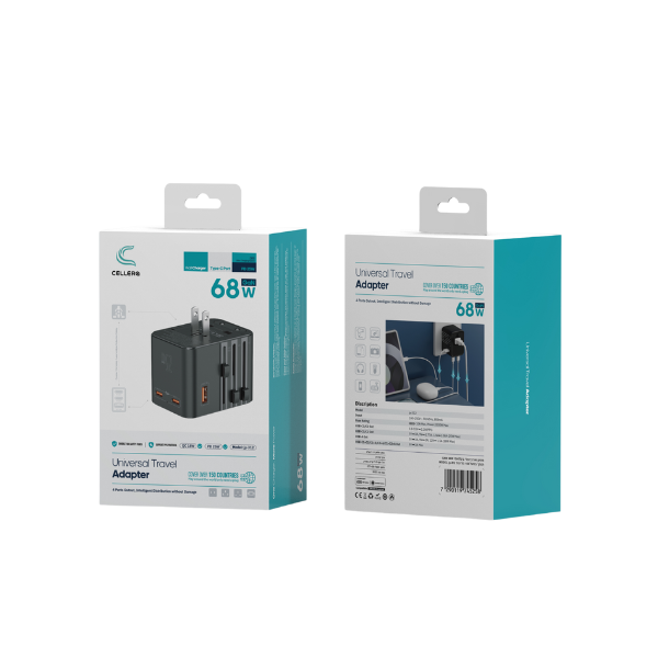 מטען אוניברסלי בינלאומי GAN 68W תומך במעל 150 מדינות 