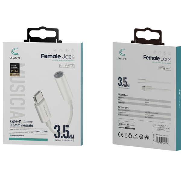 מתאם אוזניות אוקס ל TYPE C דגם C216