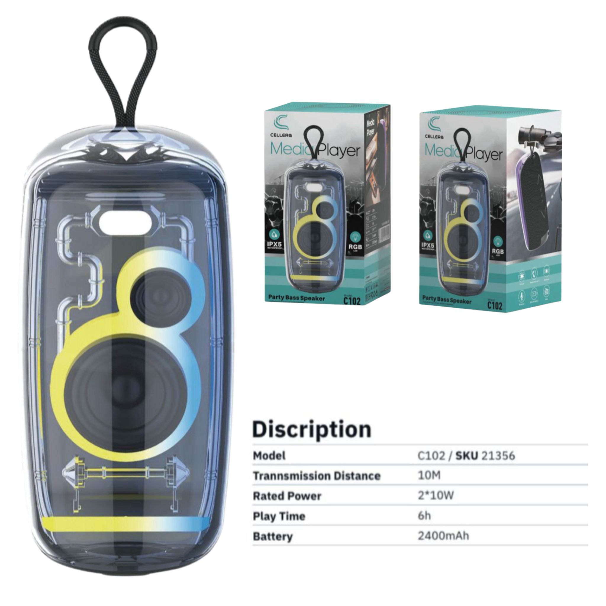 רמקול בלוטוס  CELLERA MODEL C102