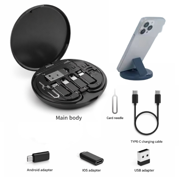 מתאם טעינה אוניברסלי כולל כבל טייפ סי וסיכה לפתיחת סים 